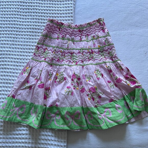 NWT Mary Marshmallow Rouched Smocking Printed Mini Skirt - Picture 2 of 5